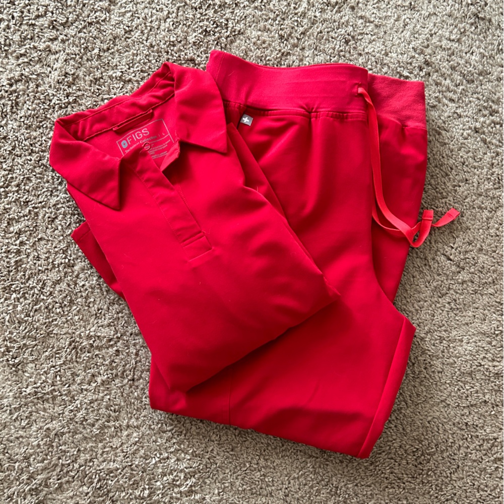 Figs Scrub Red Scrub Set - Large